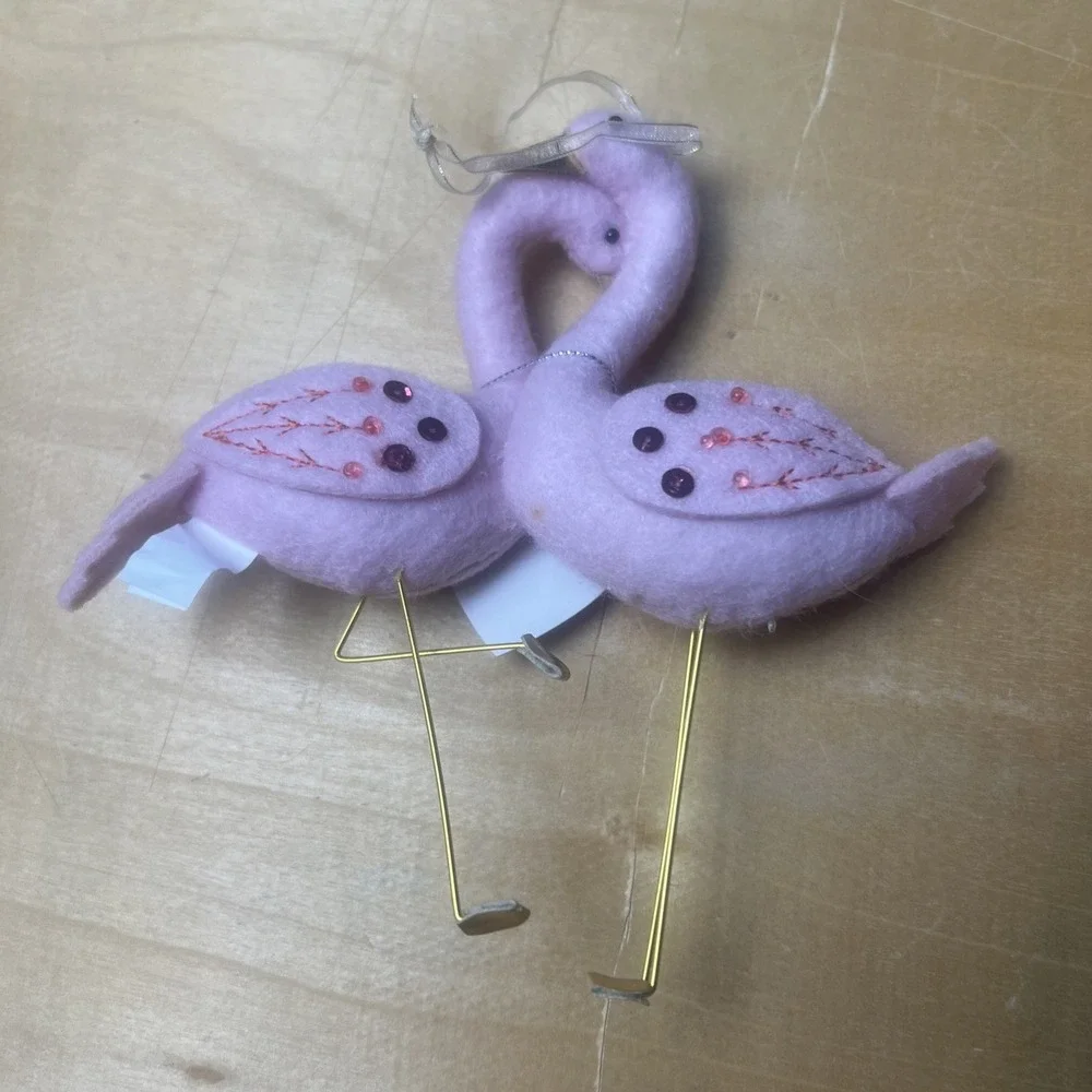 Flamingo Love Birds Engaged 2021‎ Felt Christmas Ornament